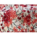 Tissu japonais kaufman Collection Imperiale fleurs rouges sur fond blanc