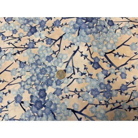 Tissu japonais kaufman Collection Imperiale sakura bleu